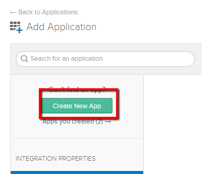 Create New App Button